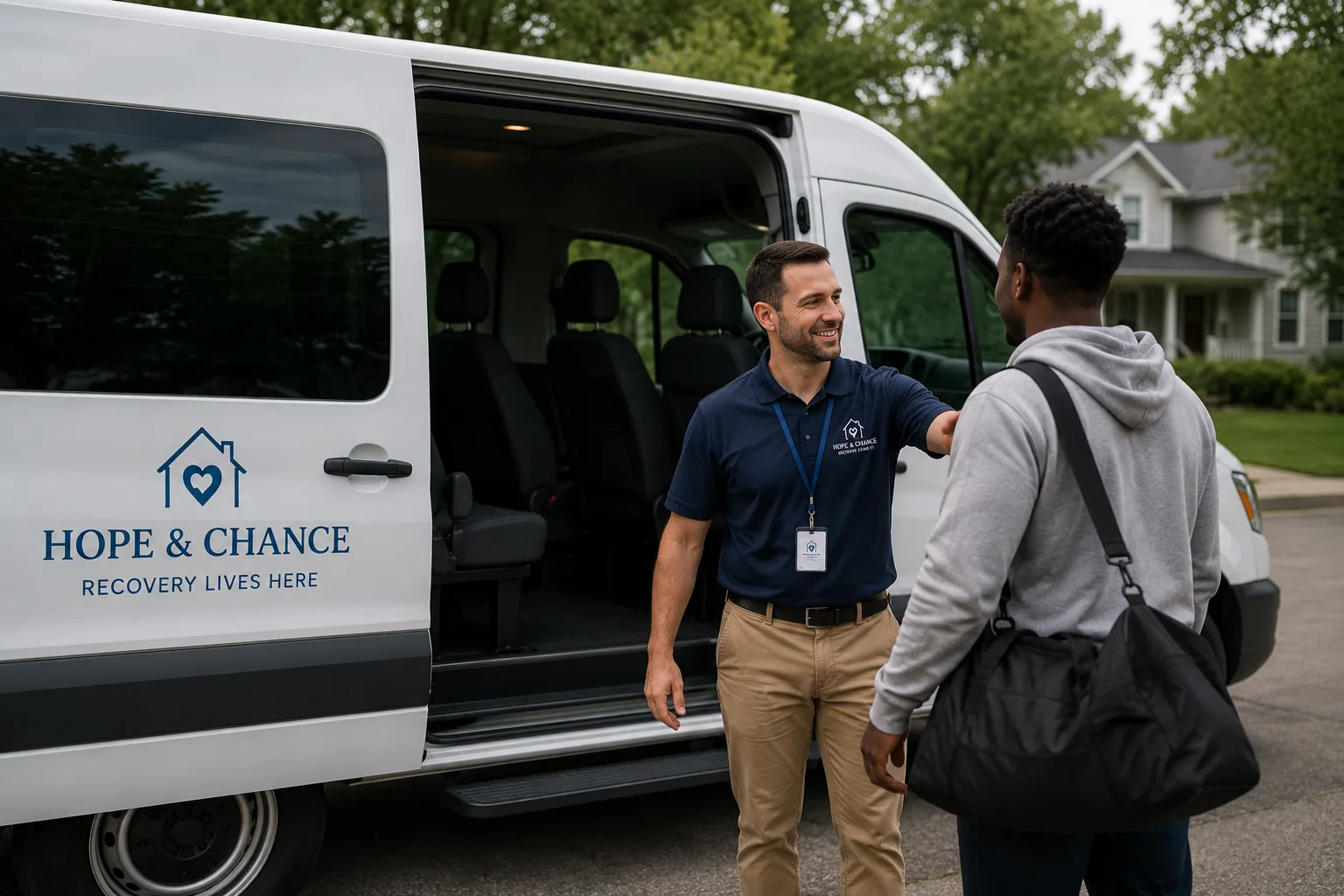 A Hope & Chance staff member providing transportation assistance to a client